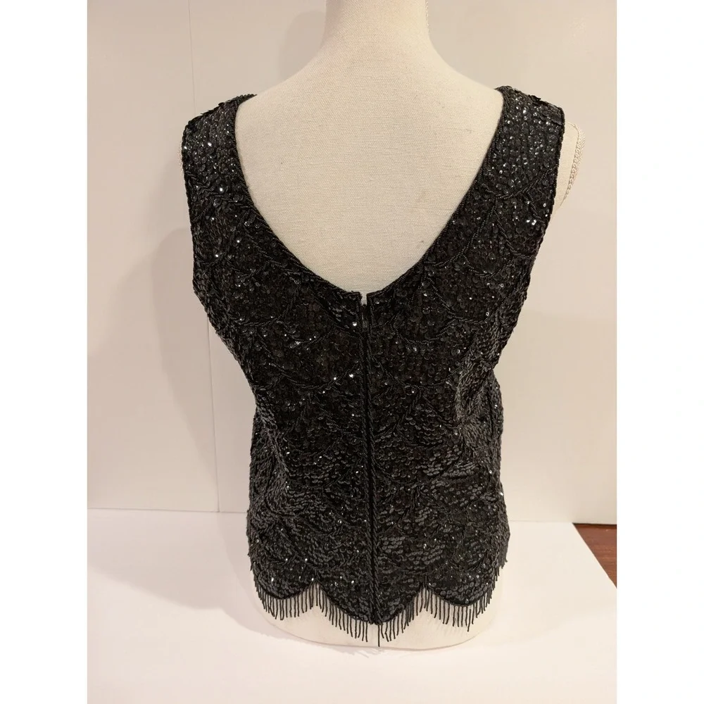 Tank Top Women's Vintage Wool Beaded Sequins Made in Hong Kong Size Medium - Picture 6 of 12